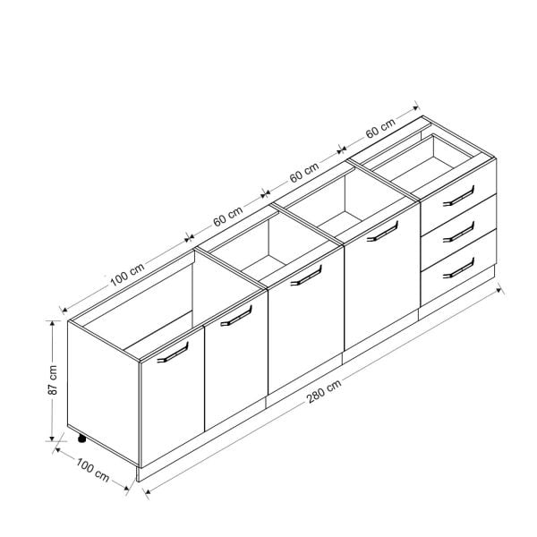 Minar 280 Cm Mutfak Dolabı Beyaz Dore 280-D2