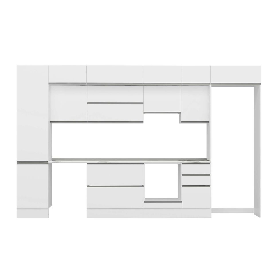 Alvinka 385X240 Cm High Gloss Mutfak Dolabı Mbb-E90B50S45-1 High Gloss | Beyaz - Mdf
