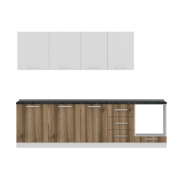 Minar 280 Cm Mutfak Dolabı Beyaz Dore 280-D3