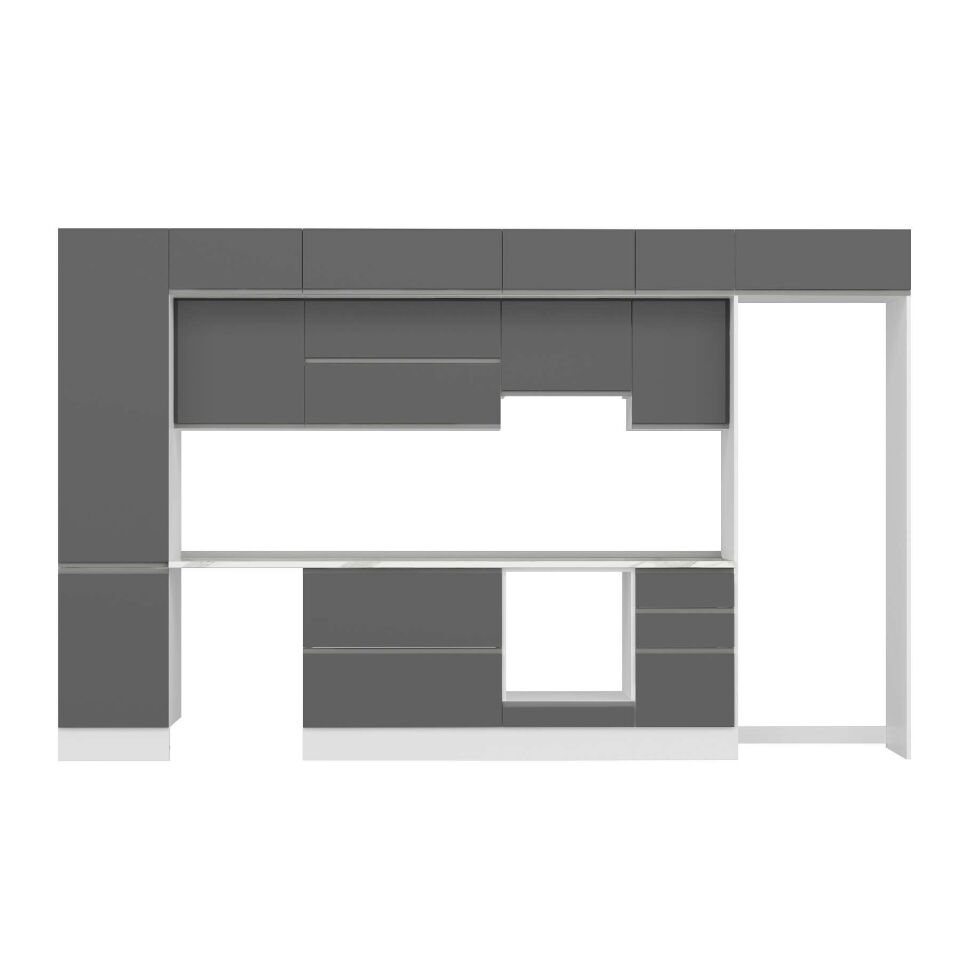 Alvinka 385X240 Cm High Gloss Mutfak Dolabı Mbb-E90B50S45-1 High Gloss | Antrasit - Suntalam