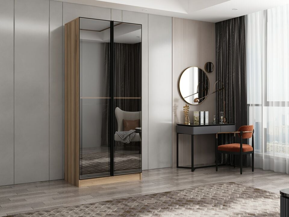 Nisa 2 Kapaklı Dolap Dore Reflekte Cam