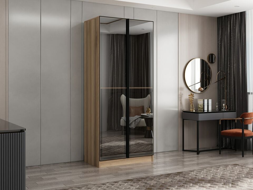 Nisa 2 Kapaklı Dolap Dore Reflekte Cam