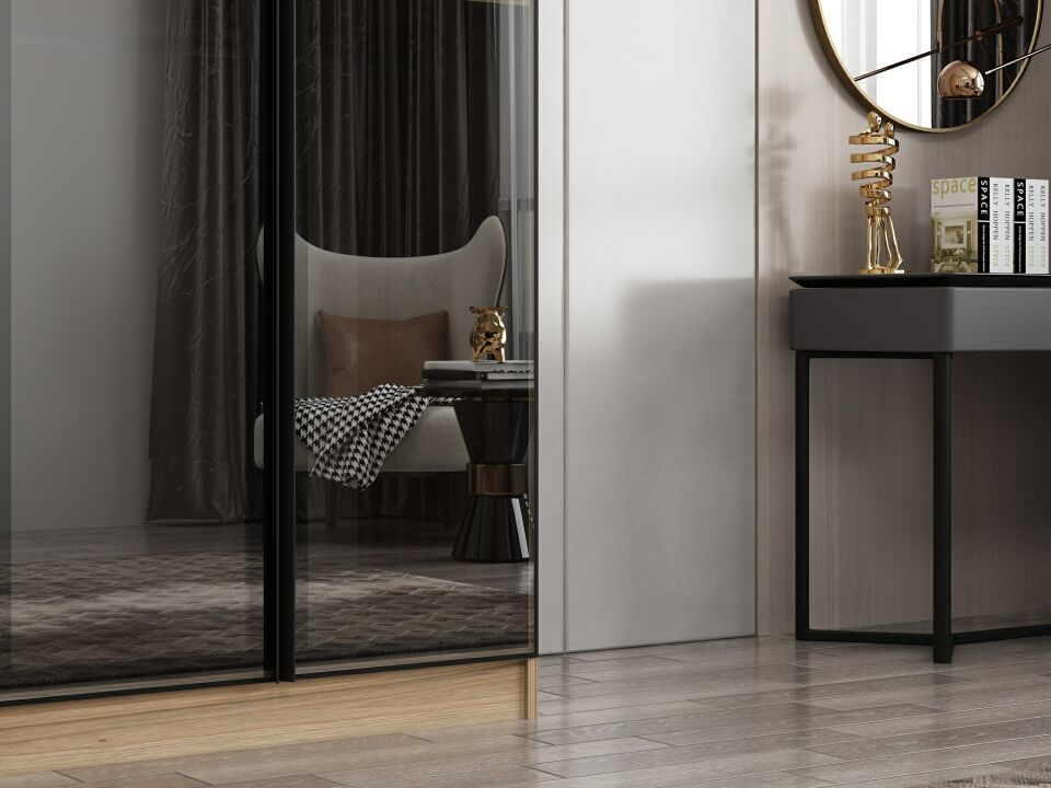 Nisa 2 Kapaklı Dolap Dore Reflekte Cam