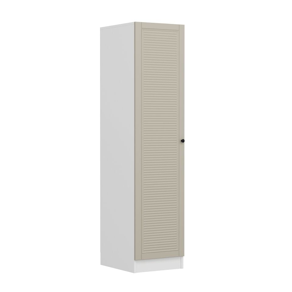 Minar Kale 1 Kapaklı Dolap Mebran Panjur 210CM - Beyaz/Kumtaşı - Askılıklı