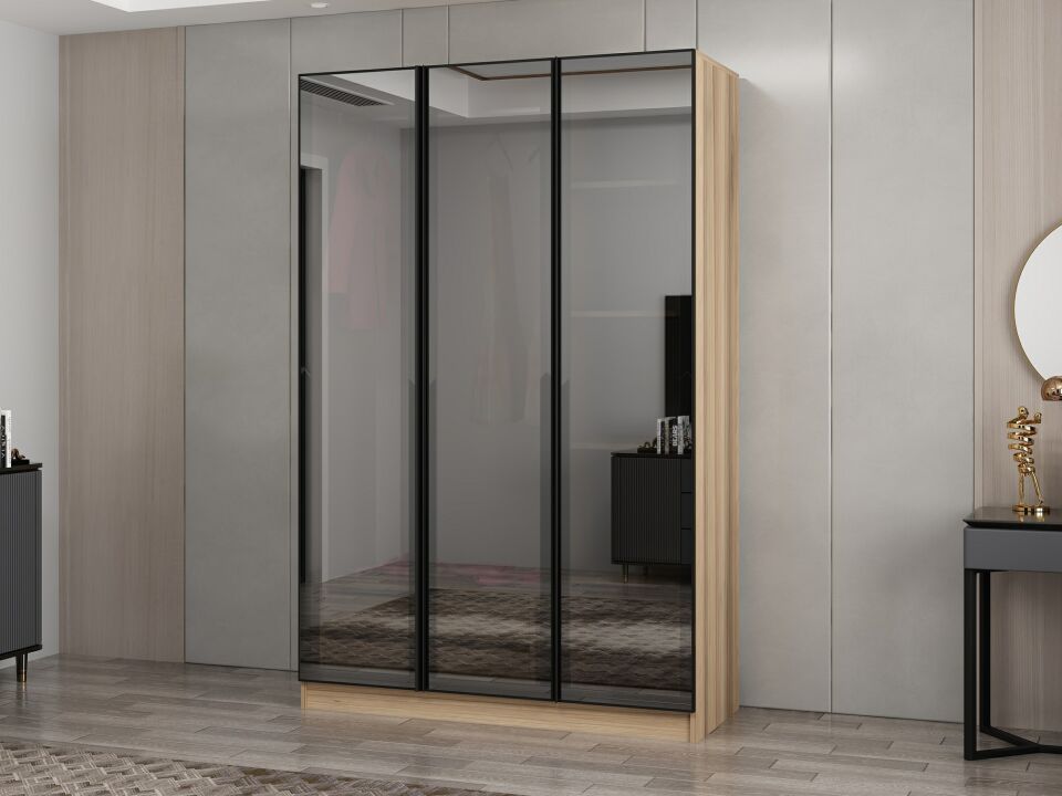 Nisa 3 Kapaklı 2 Çekmece Dolap Dore Reflekte Cam