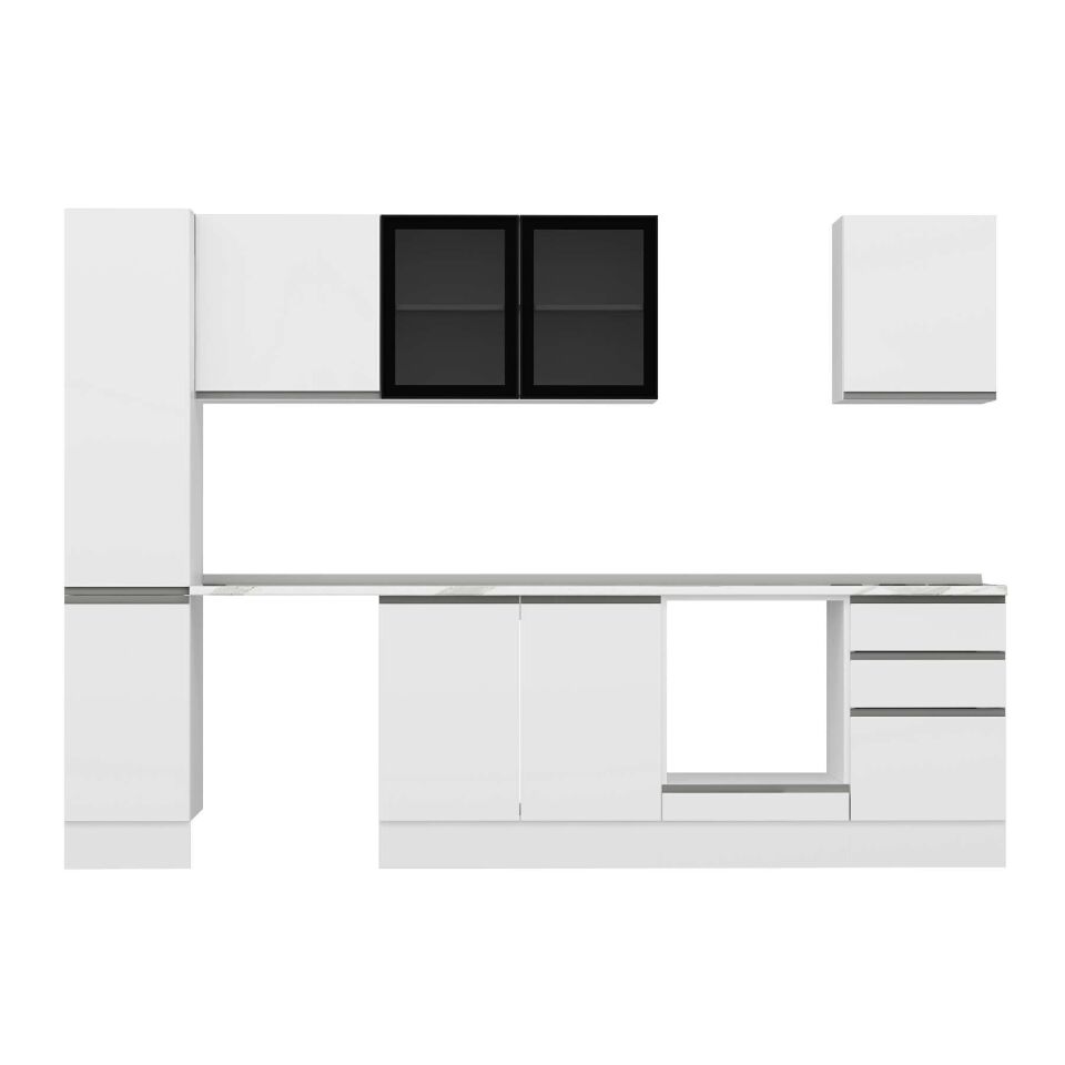 Alvinka 290X210 Cm High Gloss Mutfak Dolabı Mb-E80B40S50-3 High Gloss | Beyaz - Suntalam