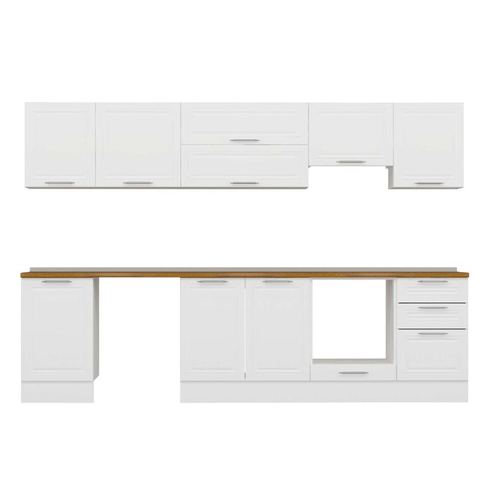 Alvinka 300X210 Cm Klasik Mebran Mutfak Dolabı M-E80S50S50-1 Mebran | Beyaz - Suntalam