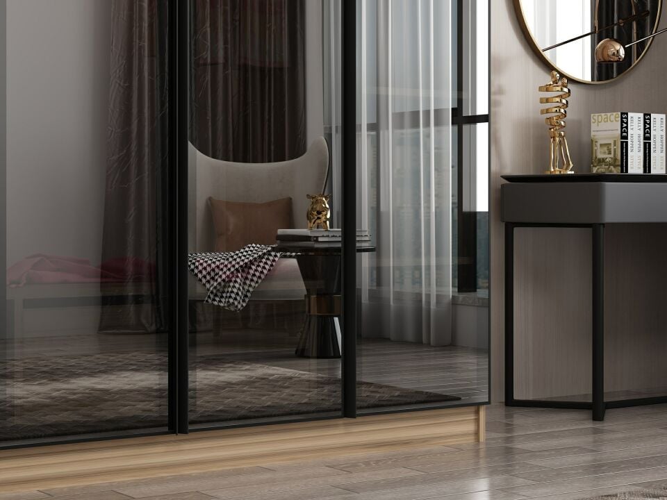 Nisa 4 Kapaklı 2 Çekmece Dolap Dore Reflekte Cam