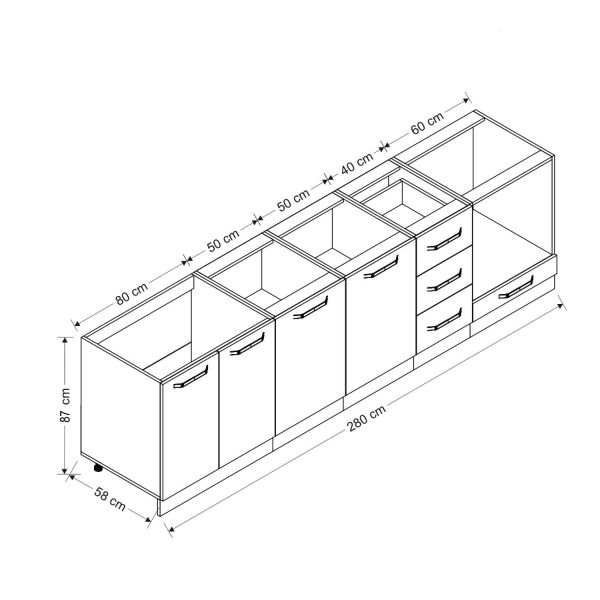 Minar 280 Cm Mutfak Dolabı Beyaz Dore 280-D6