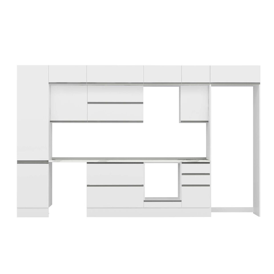 Alvinka 385X240 Cm High Gloss Mutfak Dolabı Mbb-E90B50S45-2 High Gloss | Beyaz - Mdf