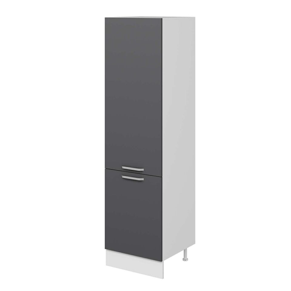 Alvinka Mutfak Modül Duz 60-H222Cm Boy Dolabı Beyaz Antrasit Mdf