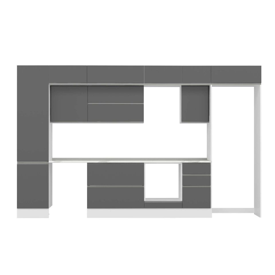 Alvinka 385X240 Cm High Gloss Mutfak Dolabı Mbb-E90B50S45-2 High Gloss | Antrasit - Mdf