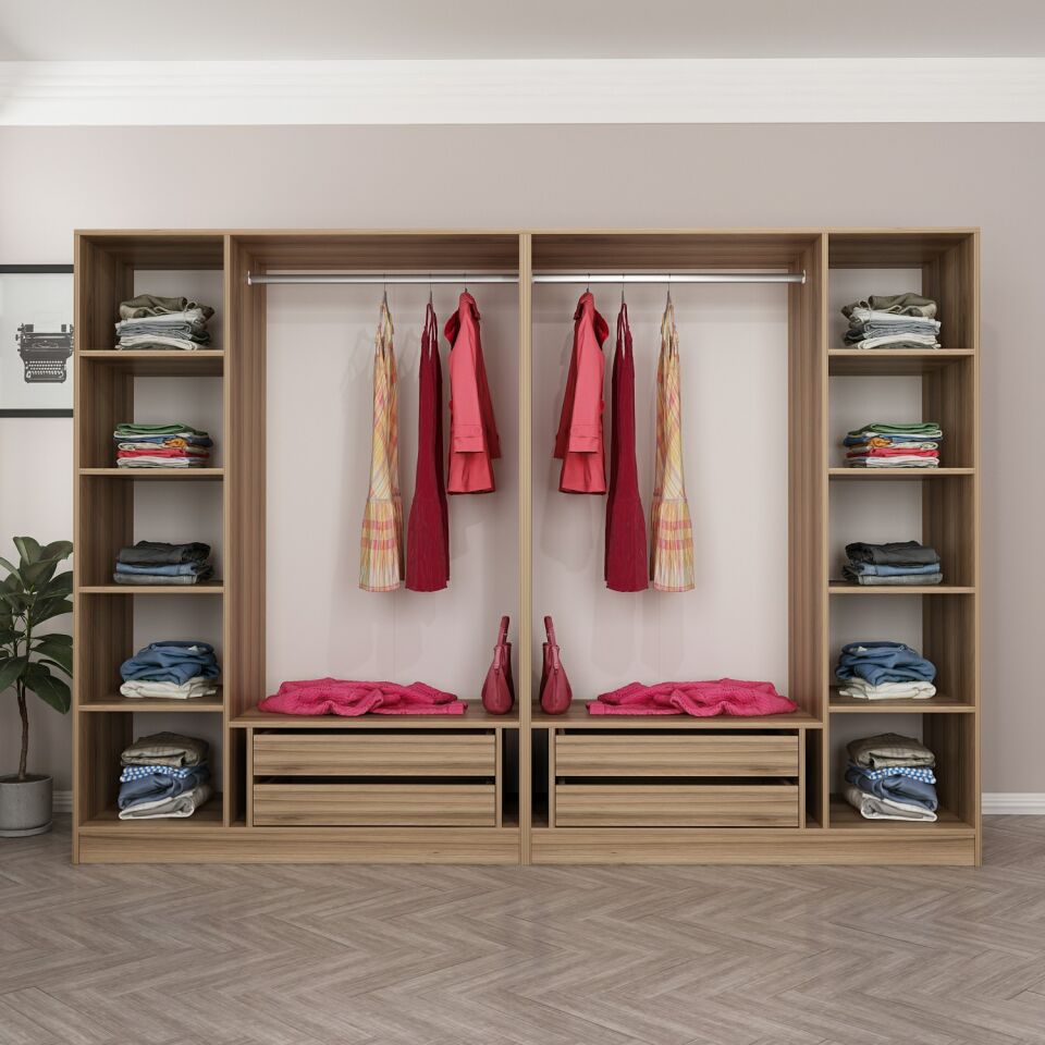 Nisa 6 Kapaklı 4 Çekmece Dolap Dore Reflekte Cam