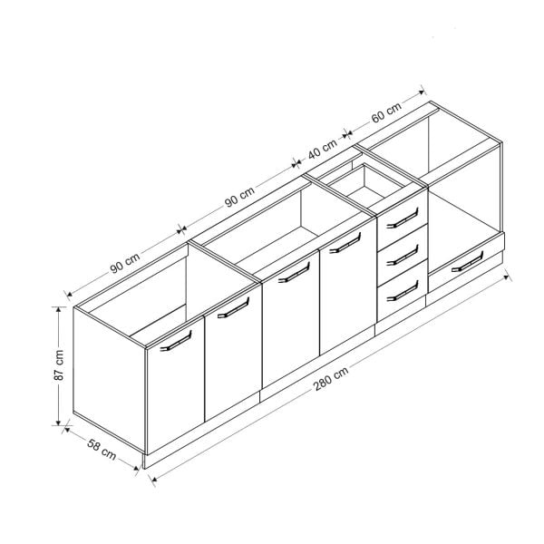 Minar 280 Cm Mutfak Dolabı Beyaz Dore 280-D9