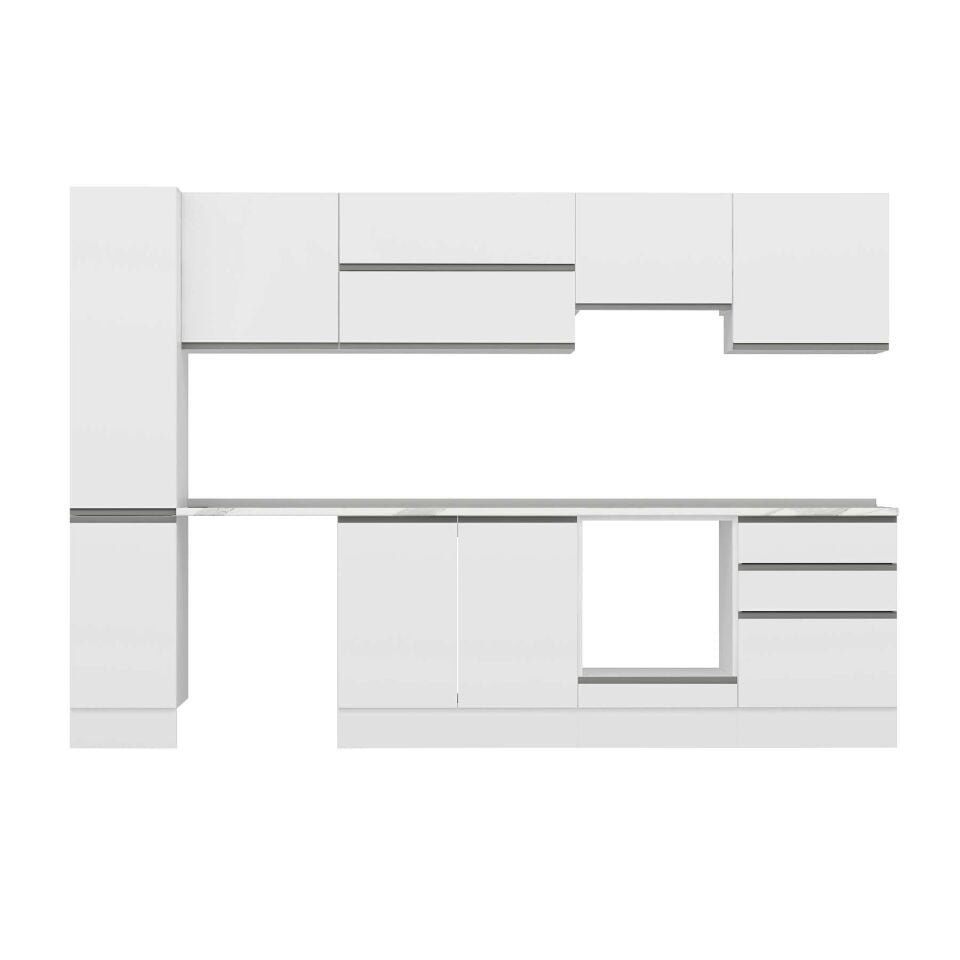 Alvinka 300X210 Cm High Gloss Mutfak Dolabı Mb-E80B40S60-1 High Gloss | Beyaz - Suntalam