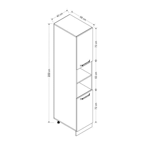 Minar 40 Cm Mutfak Boy Dolabı - Beyaz/Antrasit D40-A2