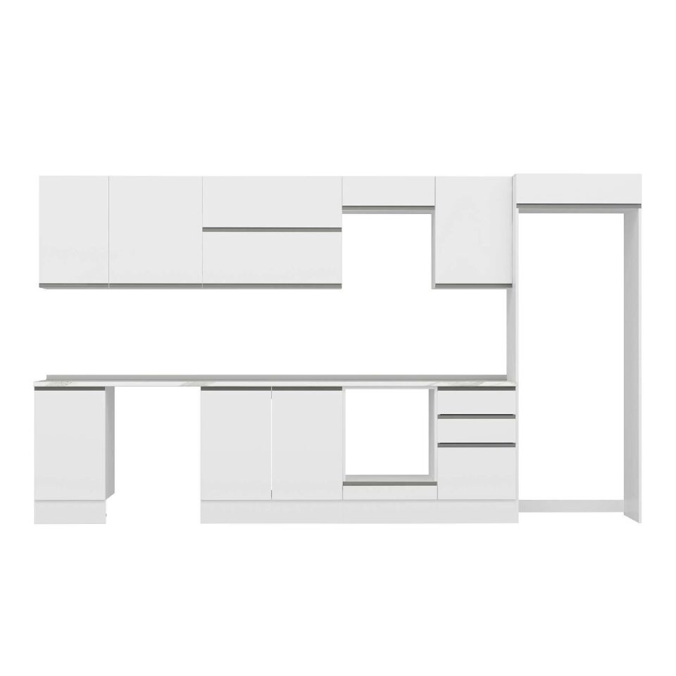 Alvinka 385X222 Cm High Gloss Mutfak Dolabı Mb-E90S45S50-2 High Gloss | Beyaz - Mdf