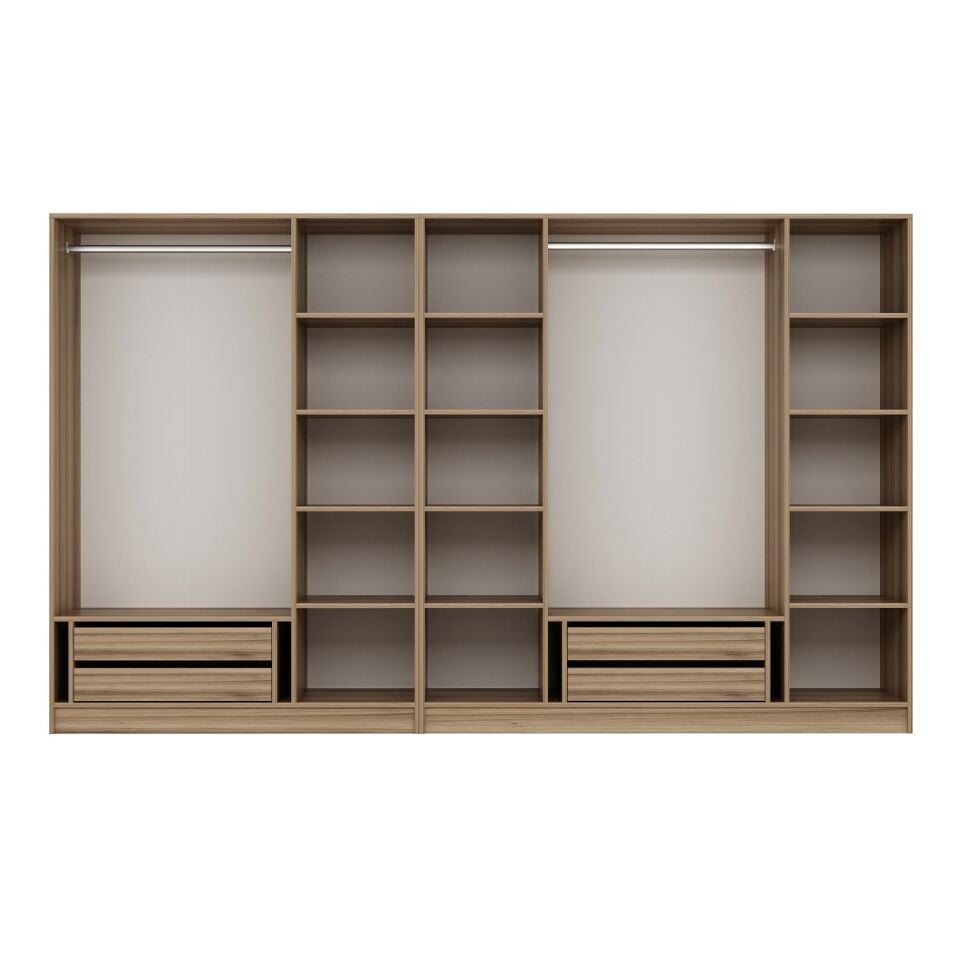 Nisa 7 Kapaklı 4 Çekmece Dolap Dore Reflekte Cam