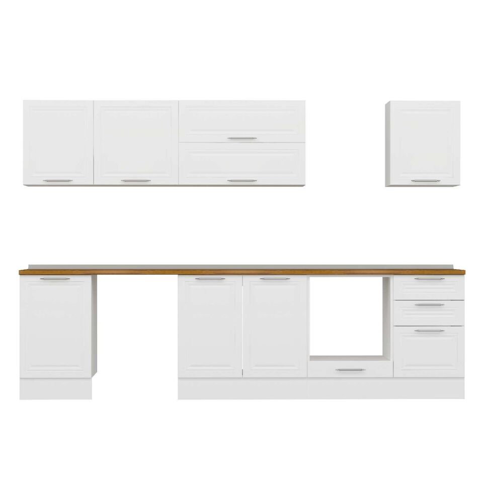 Alvinka 300X210 Cm Klasik Mebran Mutfak Dolabı M-E80S50S50-2 Mebran | Beyaz - Suntalam
