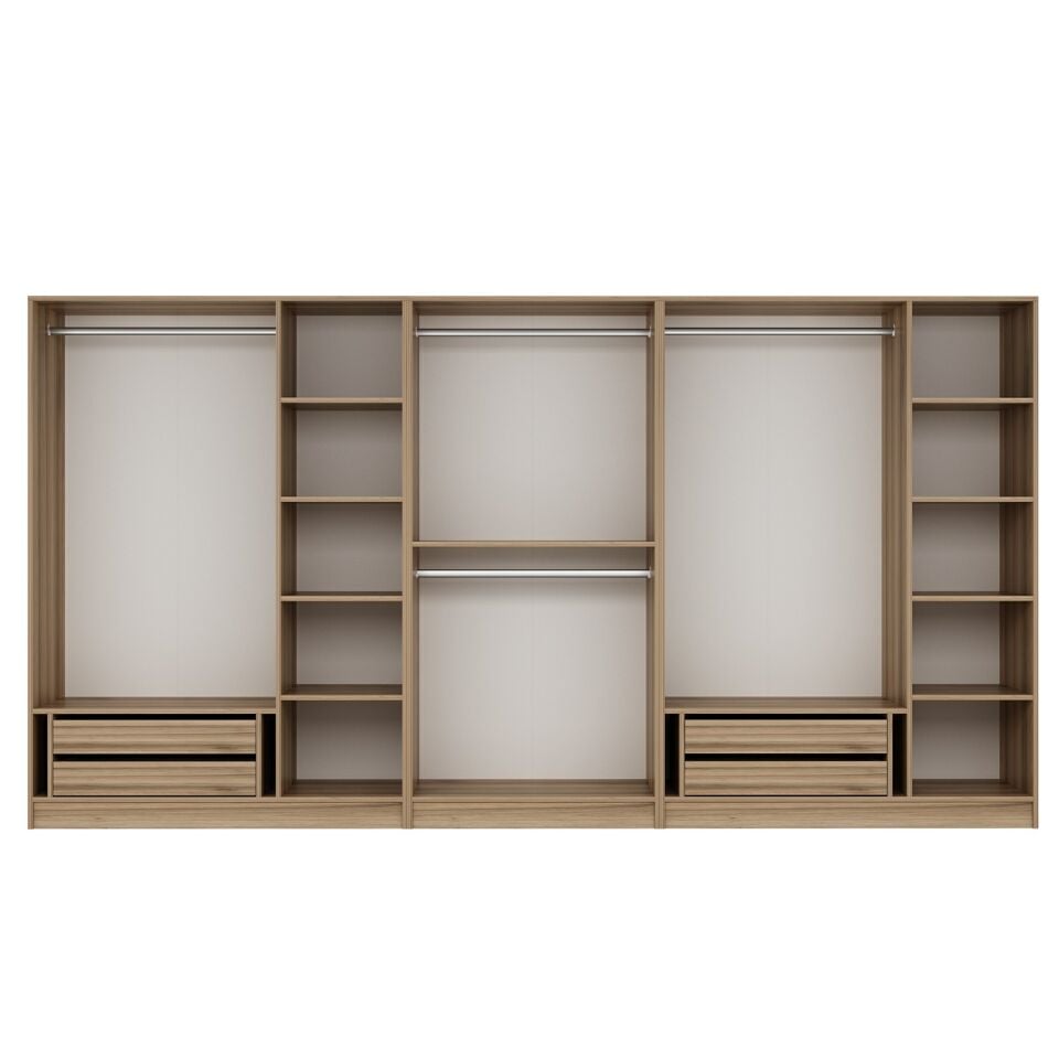 Nisa 8 Kapaklı 4 Çekmece Dolap Dore Reflekte Cam