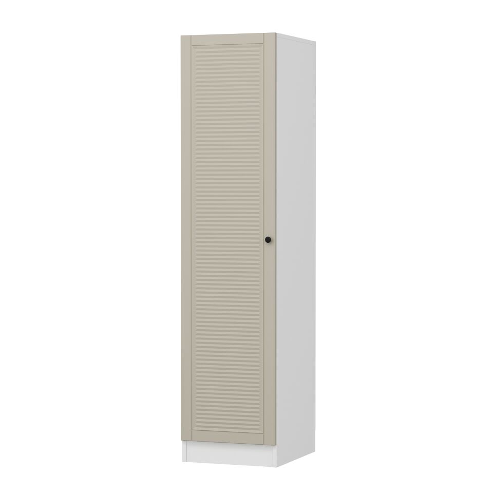 Minar Kale 1 Kapaklı Dolap Mebran Panjur 210CM - Beyaz/Kumtaşı - Raflı