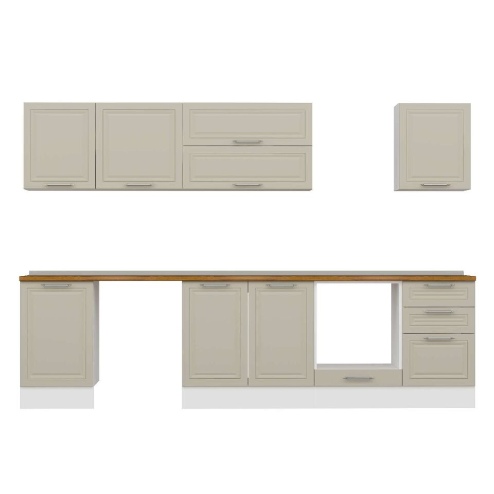Alvinka 300X210 Cm Klasik Mebran Mutfak Dolabı M-E80S50S50-2 Mebran | Kumtaşı - Suntalam