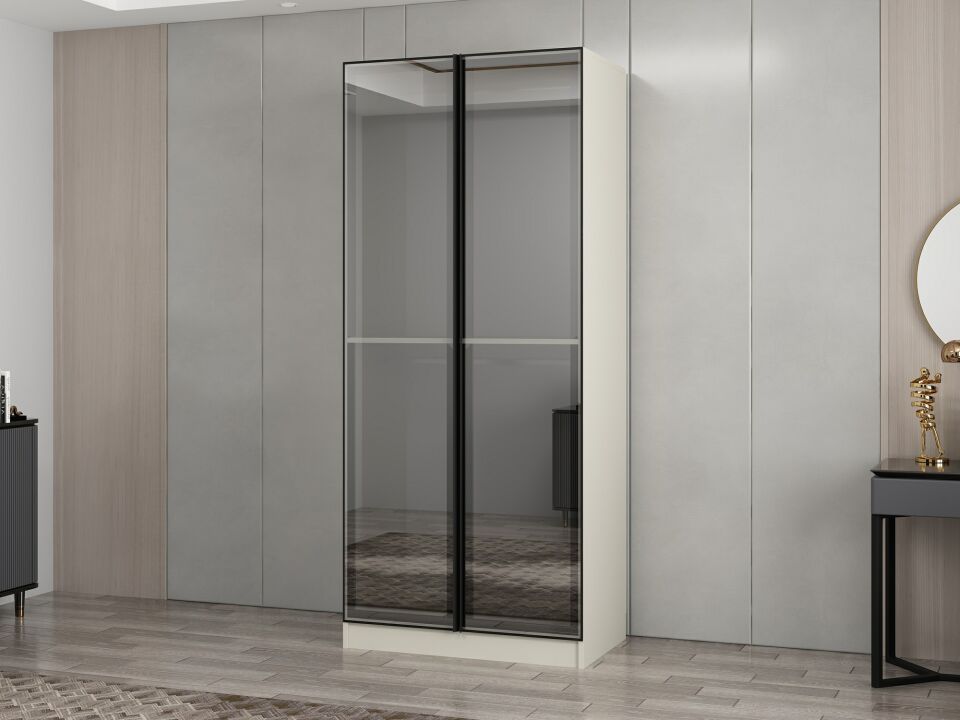 Nisa 2 Kapaklı Dolap Kumtaşı Reflekte Cam