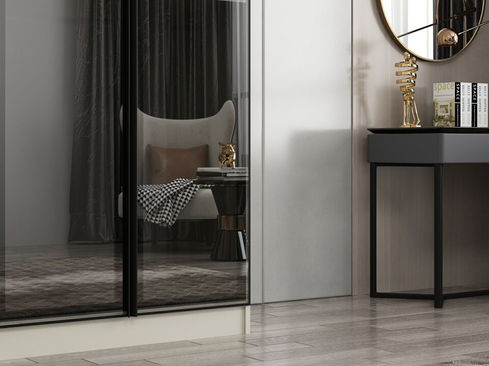 Nisa 2 Kapaklı Dolap Kumtaşı Reflekte Cam