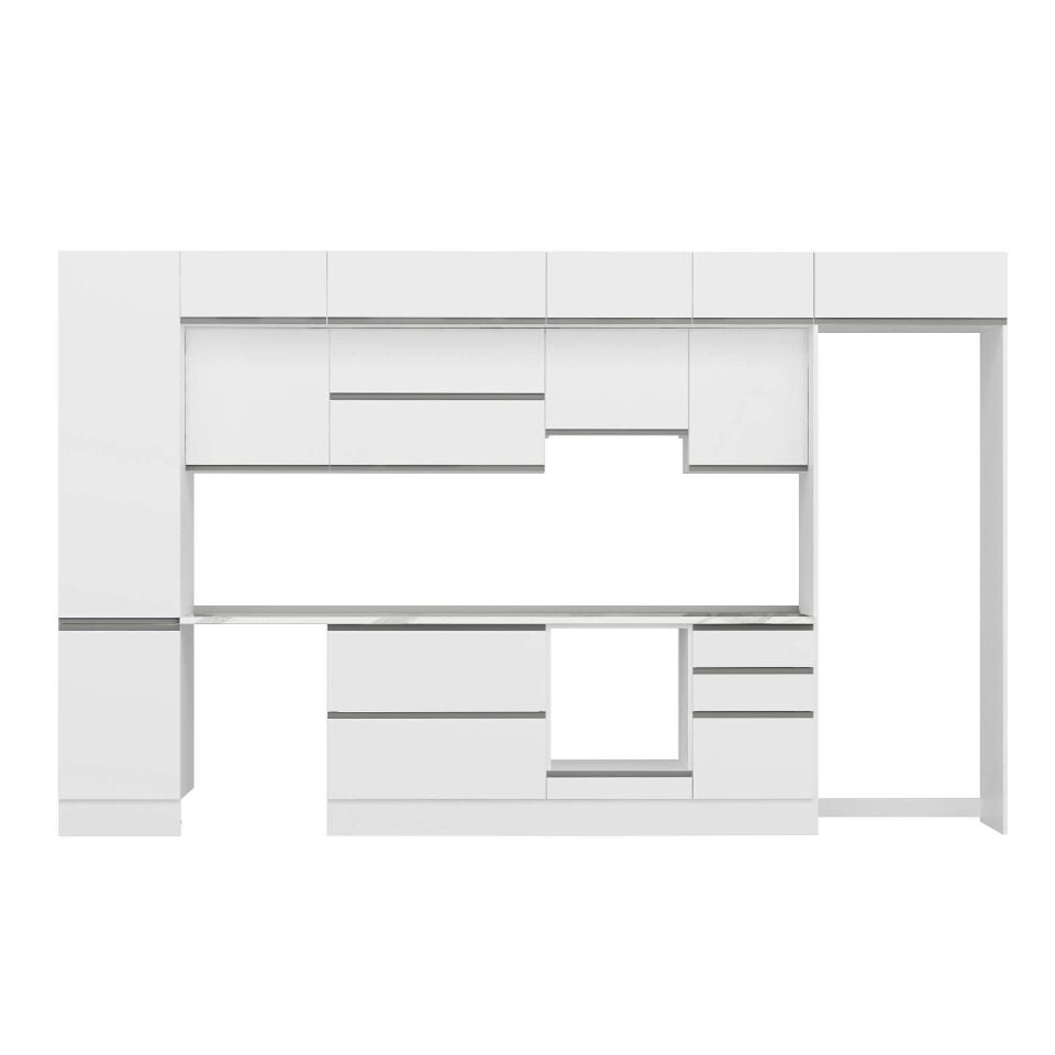 Alvinka 390X240 Cm High Gloss Mutfak Dolabı Mbb-E90B50S50-1 High Gloss | Beyaz - Mdf