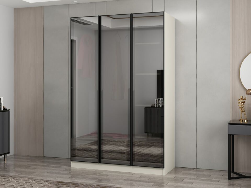 Nisa 3 Kapaklı 2 Çekmece Dolap Kumtaşı Reflekte Cam