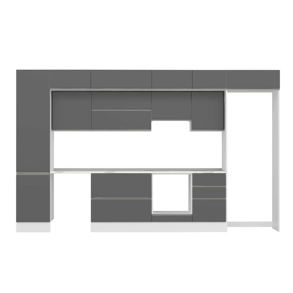 Alvinka 390X240 Cm High Gloss Mutfak Dolabı Mbb-E90B50S50-1 High Gloss | Antrasit - Suntalam