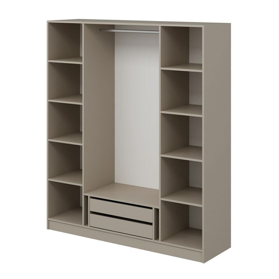 Nisa 4 Kapaklı 2 Çekmece Dolap Kumtaşı Reflekte Cam