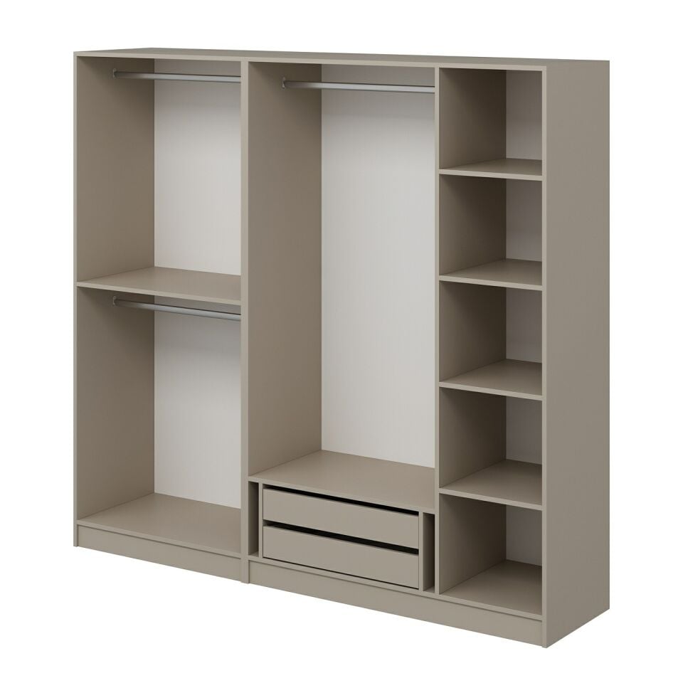 Nisa 5 Kapaklı 2 Çekmece Dolap Kumtaşı Reflekte Cam