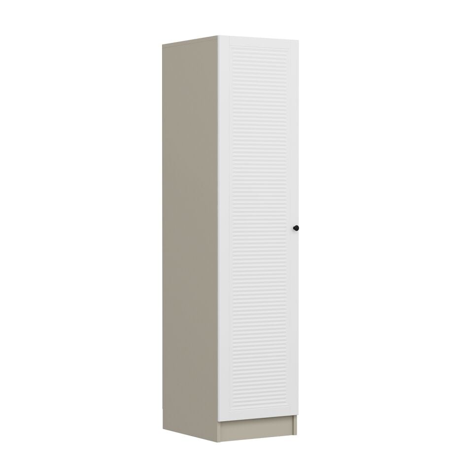 Minar Kale 1 Kapaklı Dolap Mebran Panjur 210CM - Kumtaşı/Beyaz - Raflı