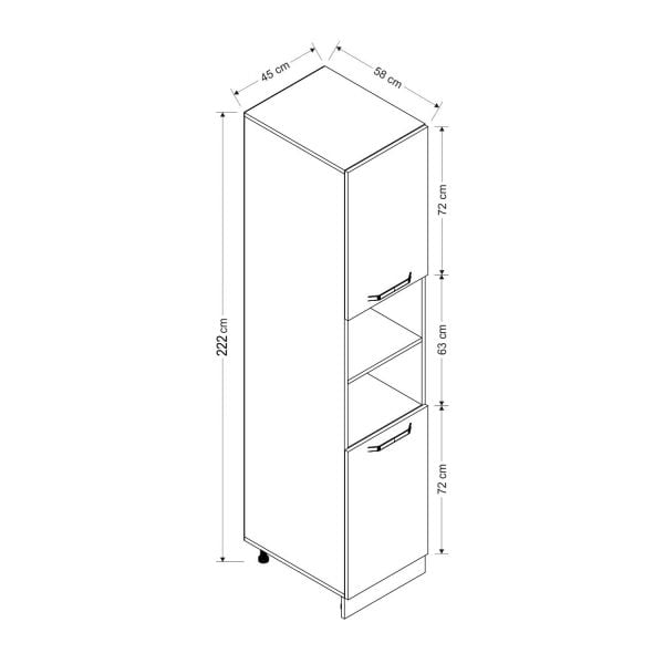 Minar 45 Cm Mutfak Boy Dolabı - Beyaz/Dore D45-D2