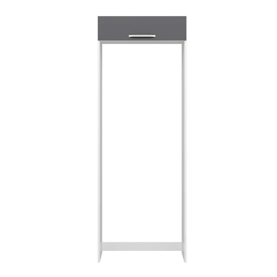 Alvinka Mutfak Modül Duz 80-H222Cm Buz Dolabı Beyaz Antrasit Mdf