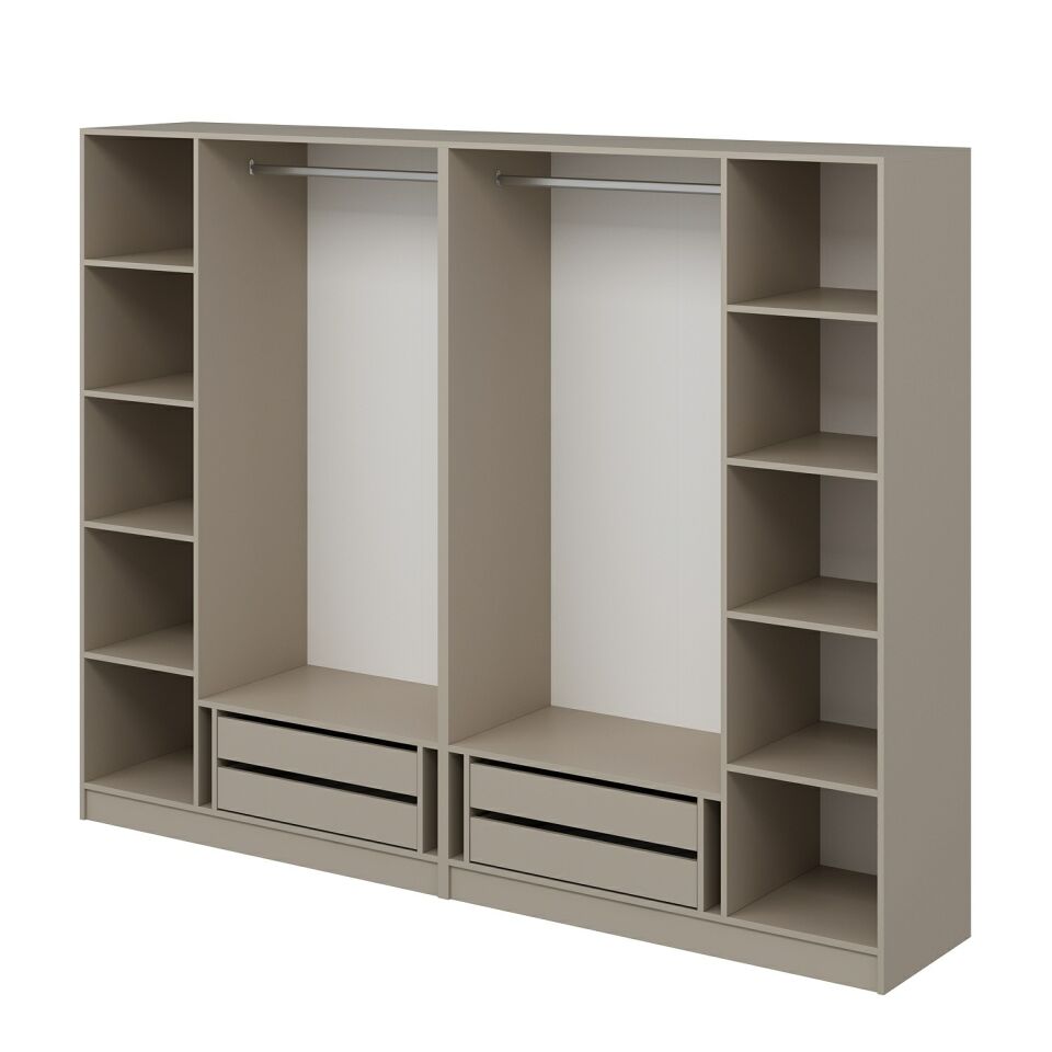 Nisa 6 Kapaklı 4 Çekmece Dolap Kumtaşı Reflekte Cam