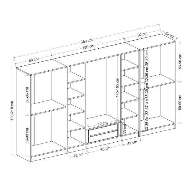 Kale 8 Kapaklı 2Ç Taçlı Dolap Mebran İlkbahar Antrasit