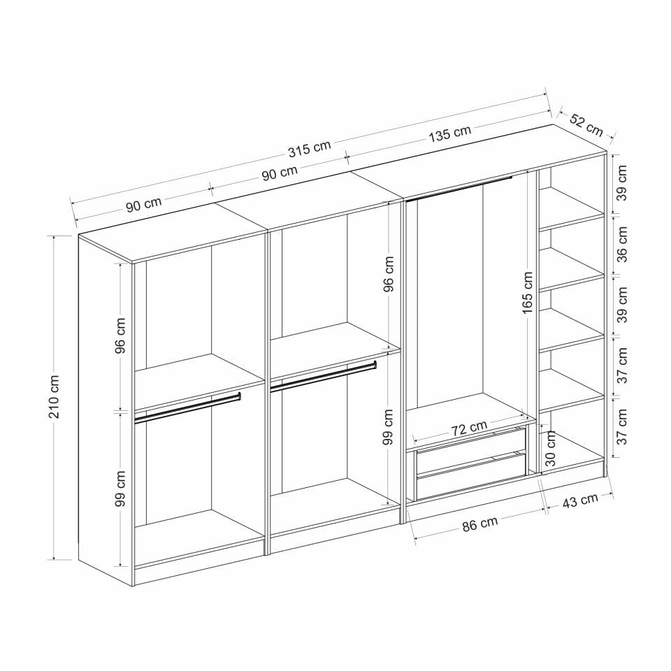 Nisa 7 Kapaklı 2 Çekmece Dolap Kumtaşı Reflekte Cam
