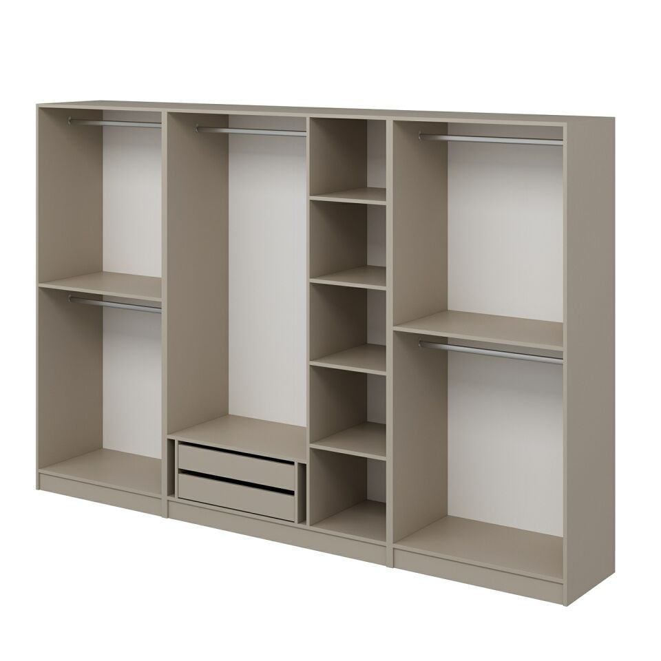 Nisa 7 Kapaklı 2 Çekmece Dolap Kumtaşı Reflekte Cam