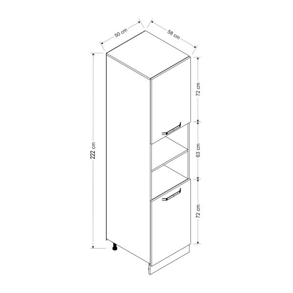 Minar 50 Cm Mutfak Boy Dolabı - Beyaz/Antrasit D50-A2