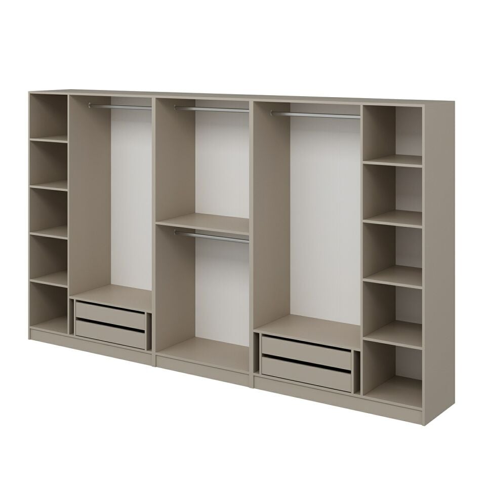 Nisa 8 Kapaklı 4 Çekmece Dolap Kumtaşı Reflekte Cam