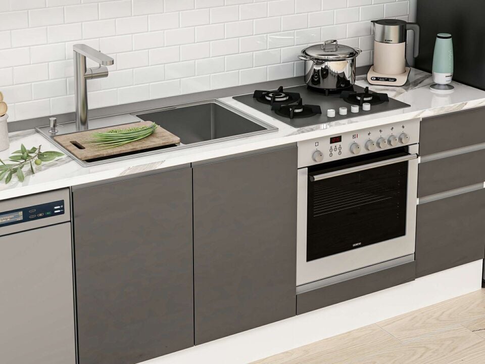 Alvinka 285X210 Cm High Gloss Mutfak Dolabı Mb-E80B45S40-1 High Gloss | Antrasit - Suntalam