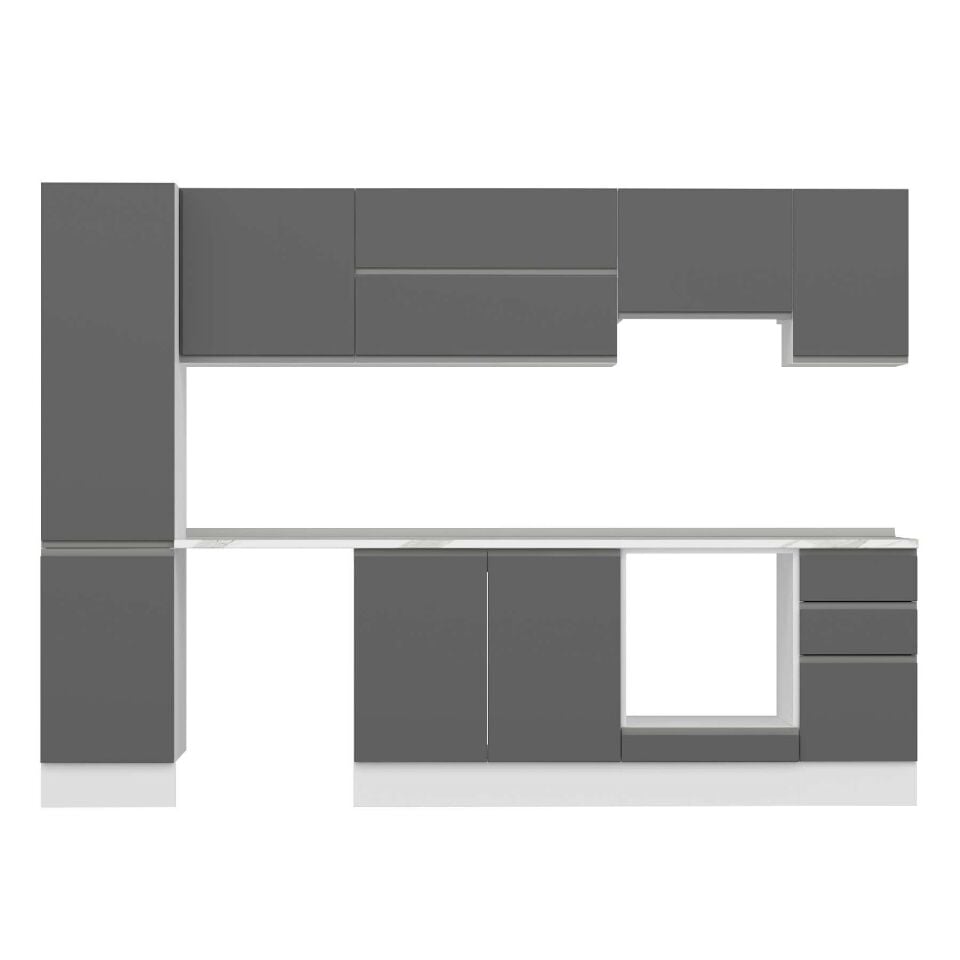 Alvinka 285X210 Cm High Gloss Mutfak Dolabı Mb-E80B45S40-1 High Gloss | Antrasit - Suntalam