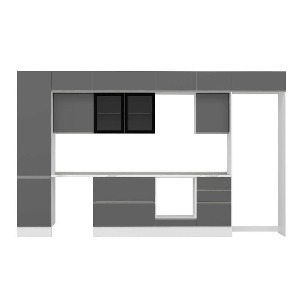 Alvinka 390X240 Cm High Gloss Mutfak Dolabı Mbb-E90B50S50-3 High Gloss | Antrasit - Mdf