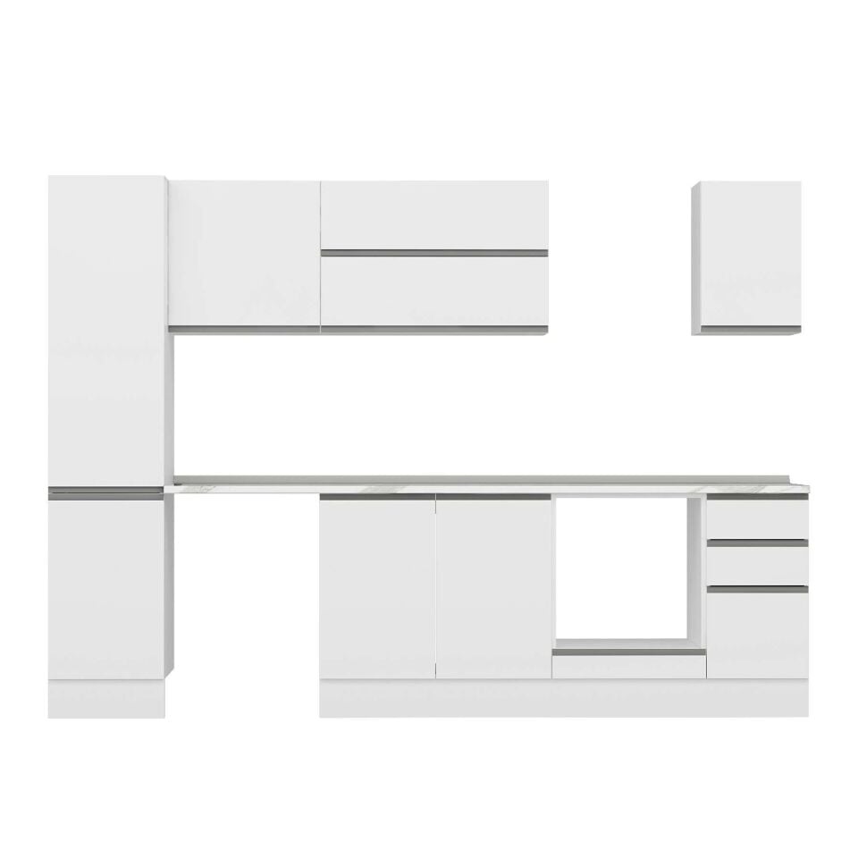 Alvinka 285X210 Cm High Gloss Mutfak Dolabı Mb-E80B45S40-2 High Gloss | Beyaz - Suntalam