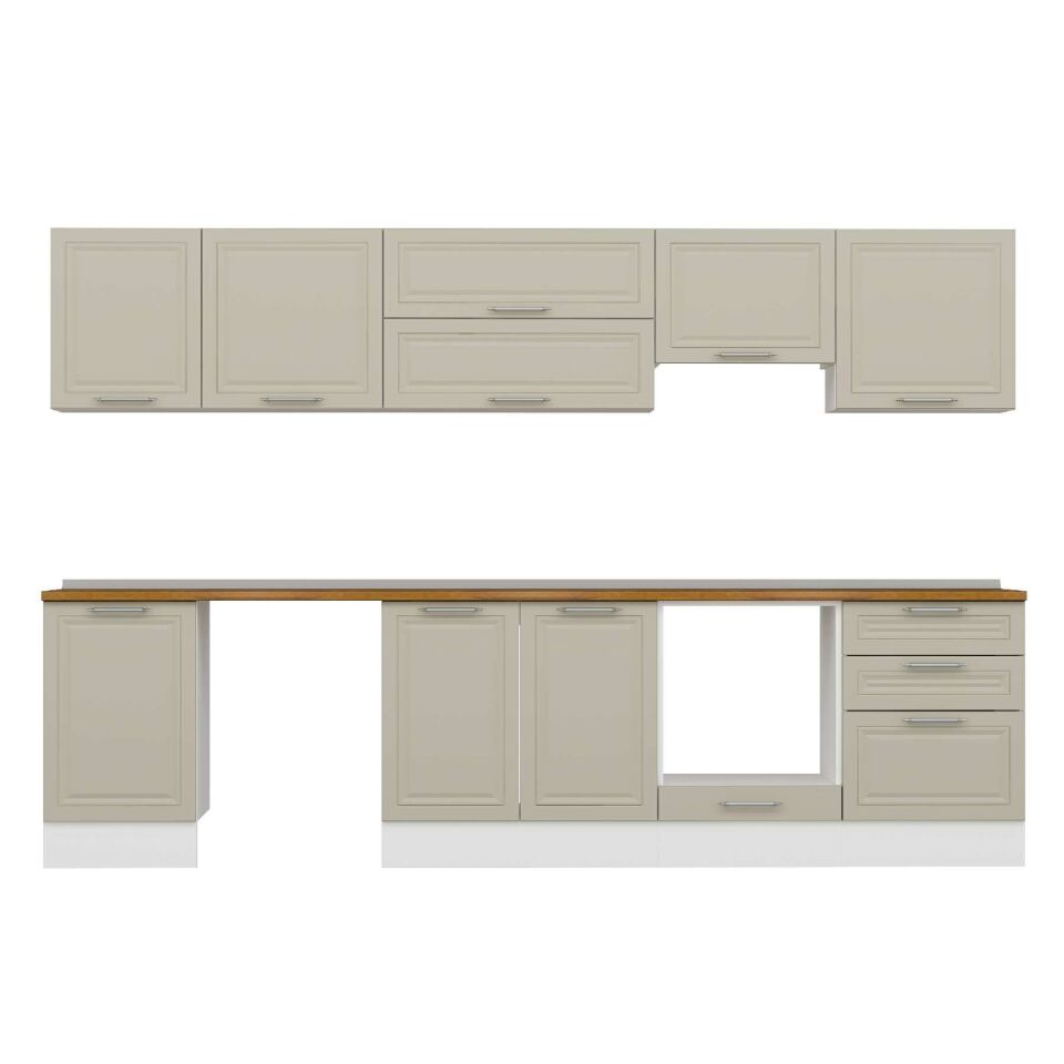 Alvinka 310X210 Cm Klasik Mebran Mutfak Dolabı M-E80S50S60-1 Mebran | Kumtaşı - Suntalam