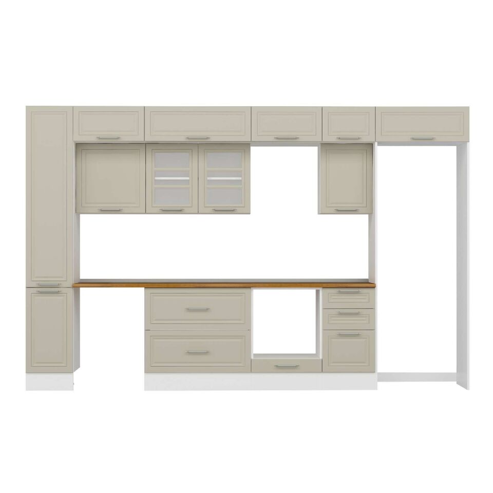 Alvinka 375X240 Cm Klasik Mebran Mutfak Dolabı Mbb-E90B40S45-3 Mebran | Kumtaşı - Suntalam
