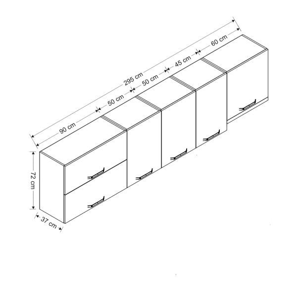 Minar 295 Cm Mutfak Dolabı Beyaz 295-B7-Üst Modül