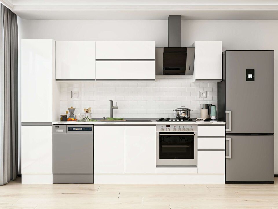 Alvinka 285X210 Cm High Gloss Mutfak Dolabı Mb-E80B45S40-2 High Gloss | Beyaz - Mdf
